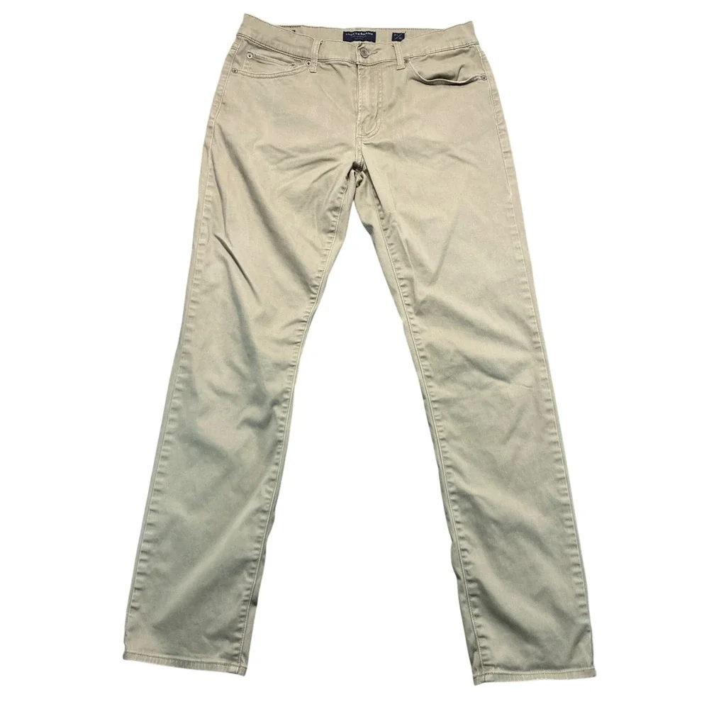 Lucky Brand 121 Slim Straight Khaki Chino Pants Mens 31x32 Tan Five Pocket
